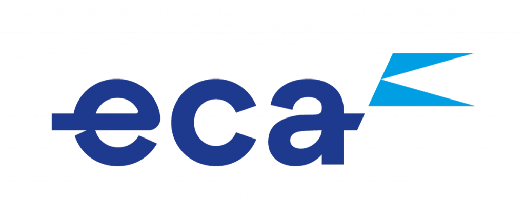 Logo ECA, en bleu sur fond blanc 